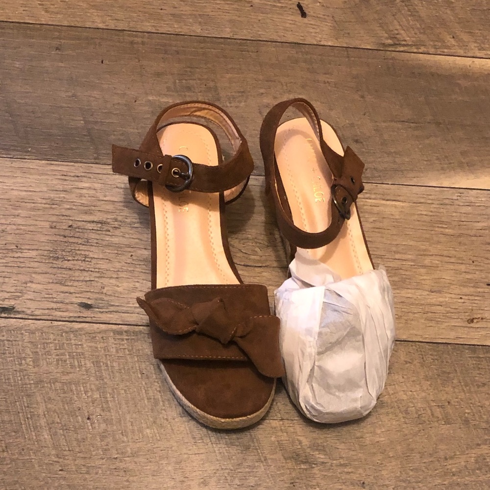 Tan wedge sandals